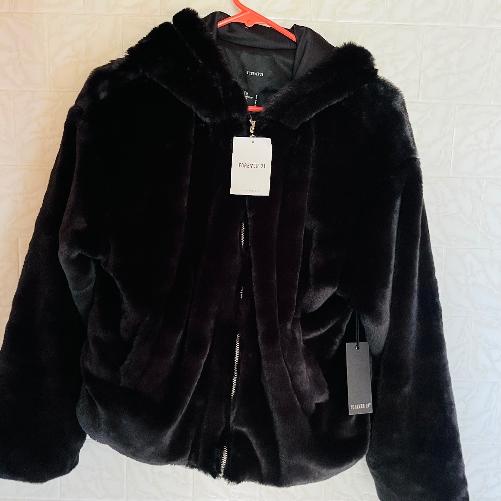 COPY - f21 Faux fur zip up hoodie